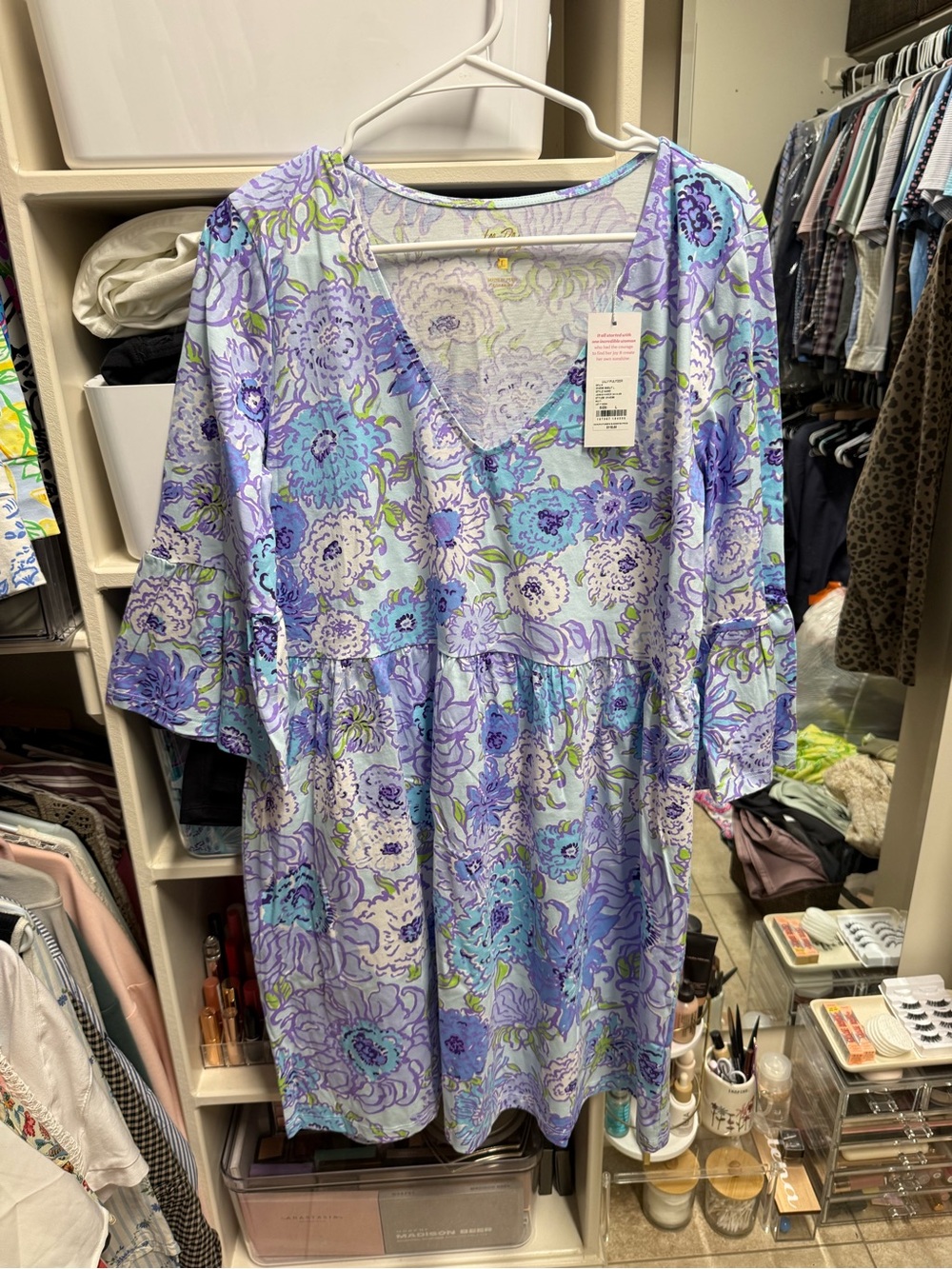 Lilly Pulitzer Jannie Dress - Lavender & Aqua Floral Tunic Dress